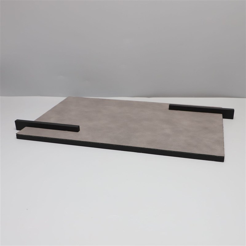 轻奢创意灰色皮革托盘摆件样板房办公室茶几书房客厅玄关桌面饰品