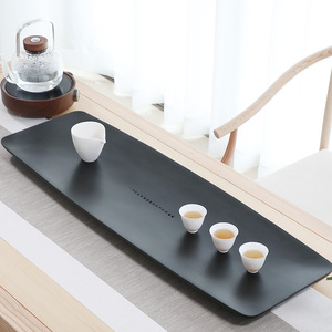 研石 天然乌金石头茶盘家用简约石材茶台茶海功夫托盘免费刻字
