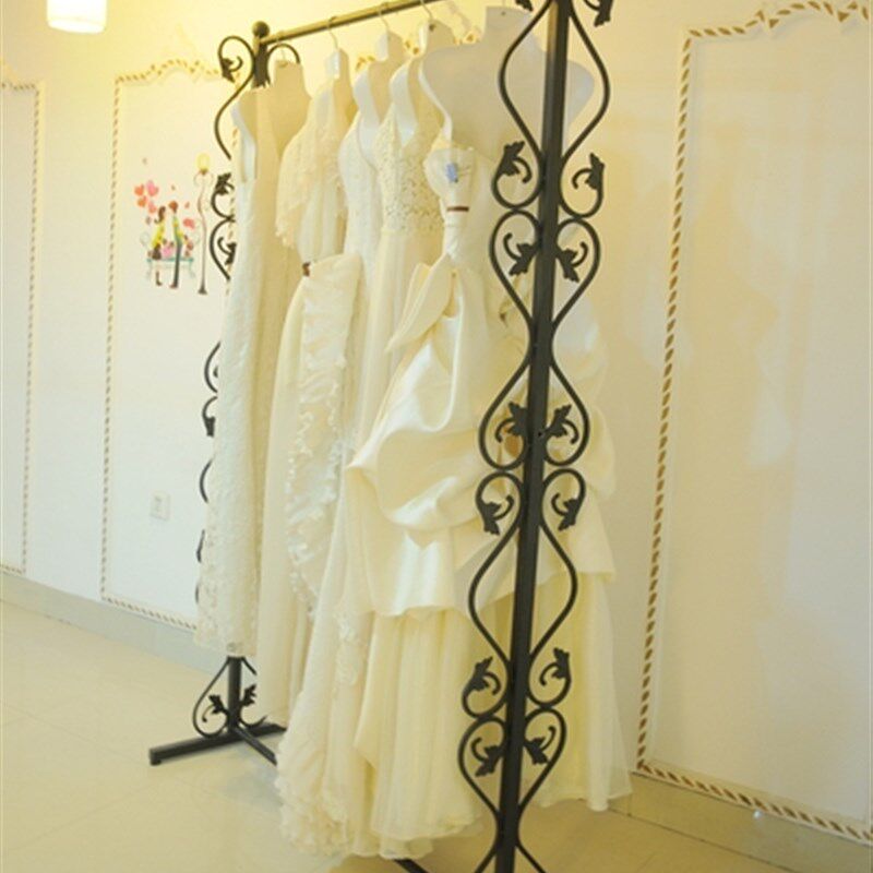 欧式铁艺服装两层展示架服装店衣架婚纱架双层挂衣架子落地式货架