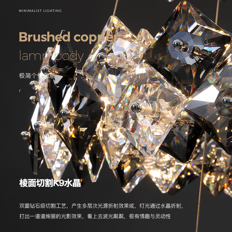 慕能意式极简客厅吊灯轻奢高级感水晶吊灯现代简约客厅灯大厅主灯
