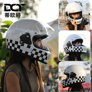 DOT蒂欧特复古头盔男女摩托车全盔机车复古巡航头盔蓝牙四季