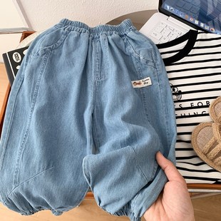 男童超柔薄款防蚊裤2n025新款儿童夏季宽松牛仔长裤百搭洋气束脚