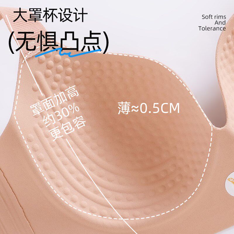 肉色内衣女大胸显小聚拢防下y垂收副乳大码肤色浅色隐形文胸罩