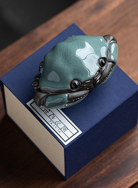 大号螃蟹陶瓷工艺品 钳财横财 家居客厅装饰茶桌桌面摆设礼品