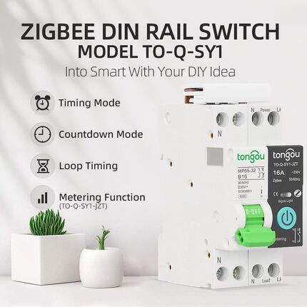 TUYA Zigbee 小型智能断路器 1P 32A 带计量 远程遥控 智能家居