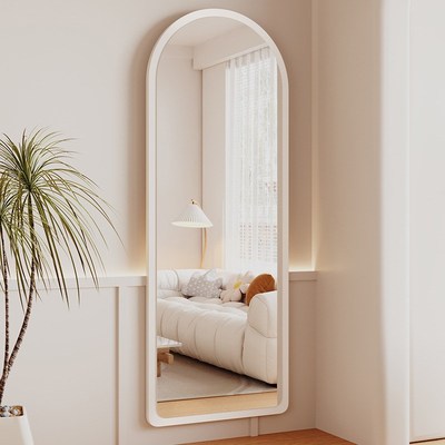 家用穿衣镜试衣镜卧室原木风壁挂镜子拱形木框挂新品全身镜落地镜