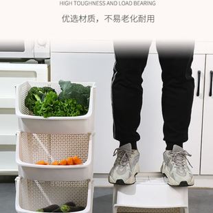 菜篮子置物架厨房放蔬菜收纳架塑料收纳筐家用果蔬水果台面置物颜