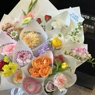 ins风防水网红纸一岁一礼花束包装纸diy鲜花包花纸礼物简约英文纸