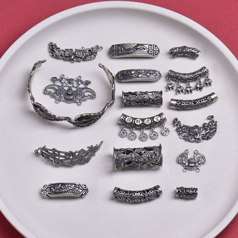 精工三七银延长链连接流苏环扣diy佩饰手链弯管挂坠项链吊坠饰品Y