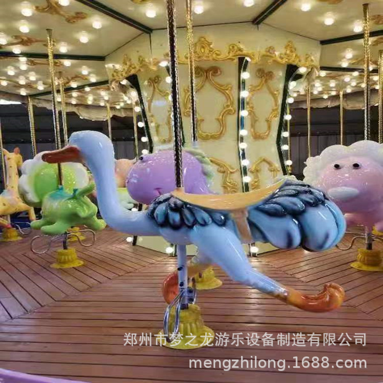 广西贵港生态园豪华16座上传动转马儿童小转马儿童娱乐设施厂家