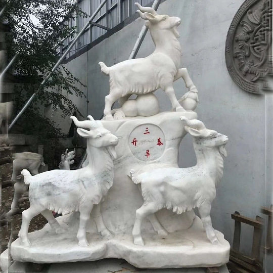 厂家直发嘉祥石雕三羊开泰石刻动物雕刻工艺品摆件