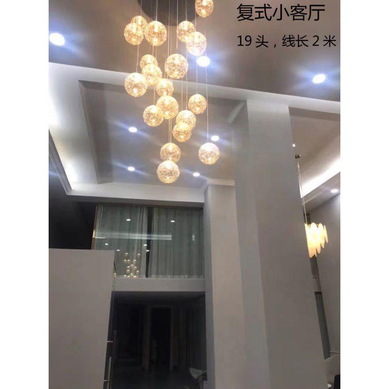 新中式楼梯吊灯复式客厅灯挑高跃层别墅阁楼公寓中空楼梯灯长吊灯