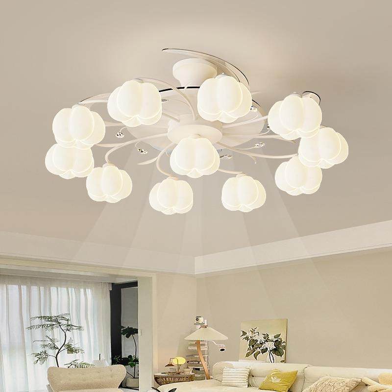 客厅隐形风扇灯2025新款奶油风大厅主灯简约现代高级感全光谱灯具