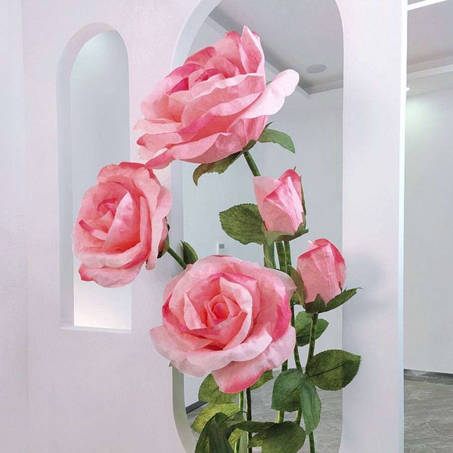 大型仿真花玫瑰花束塑料花假花单支客厅装饰花干花餐厅花艺摆设