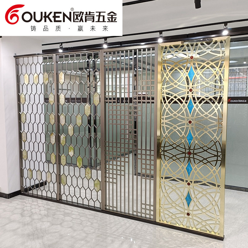 铝合金窗花格栅中式屏风仿木纹铝挂落铝护栏镂空雕花铝窗来图定造