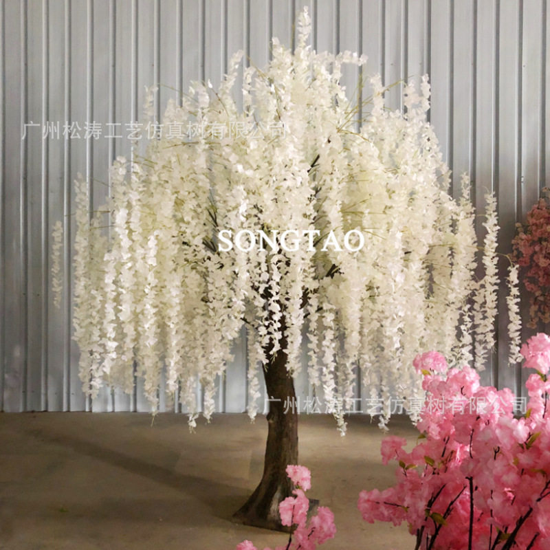 仿真白色紫藤花树婚庆仿真紫藤花树商场店面紫藤花树装饰