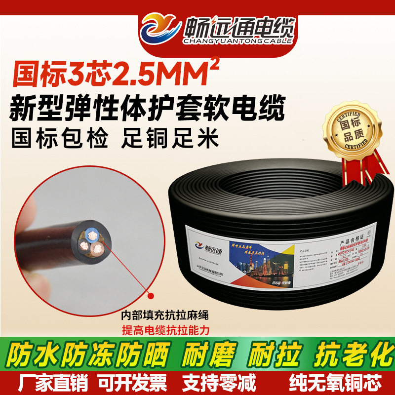 RVVT3*2.5两芯耐磨防水软电缆
