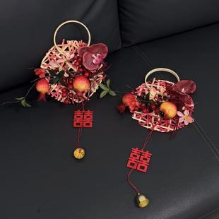 喜字花环门把手挂件结婚新房卧室男女方婚房房门挂饰婚房布置全套