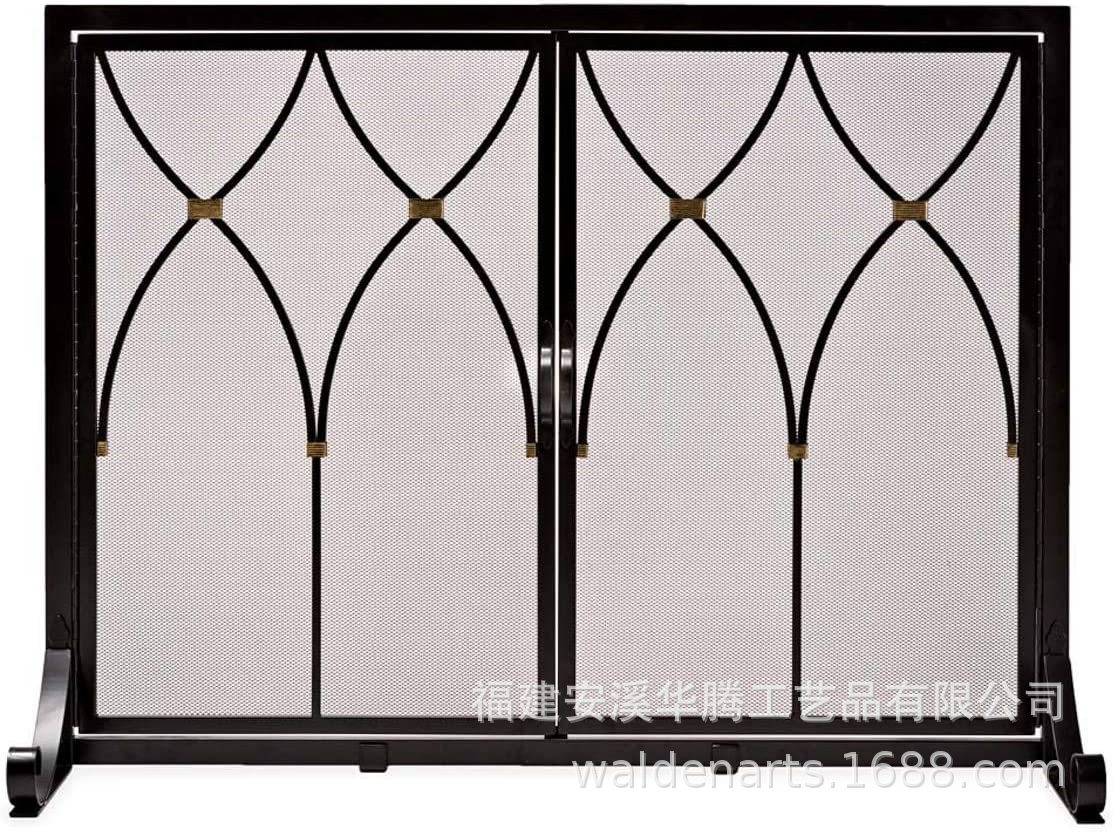 欧式壁炉黑色创意铁艺护栏门屏风罩家用座屏隔断火护栏