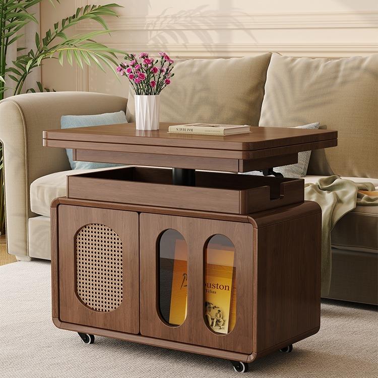 实木茶几可移动升降折叠茶几客厅家用角几新款小户型推车沙发边几