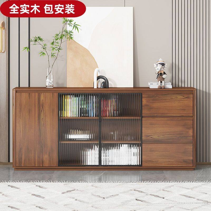 实木新中式餐边柜靠墙一体储物柜现代简约茶水柜2025新款古风橱柜