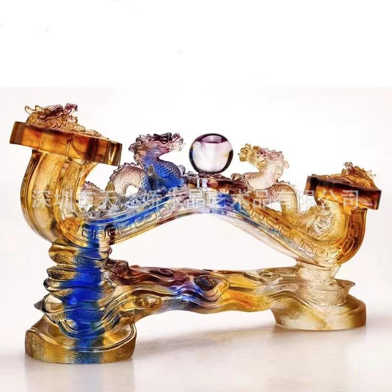 古法琉璃灵龙如意脱蜡龙凤如意福旺如意琉璃门把手制作