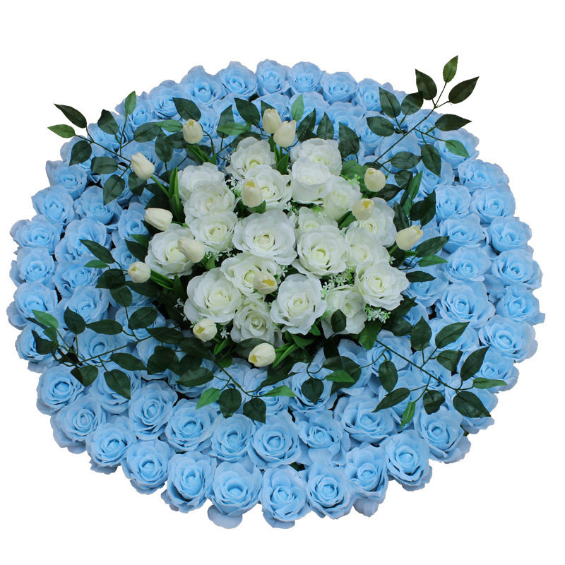 绢花玫瑰大花圈清明花陵园摆放花殡葬装饰花塑料花仿真花圈扫墓花