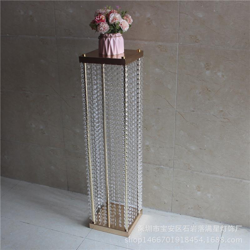 婚庆道具珠帘布景2018新款婚礼铁艺架子电镀款花架引路灯水晶路引