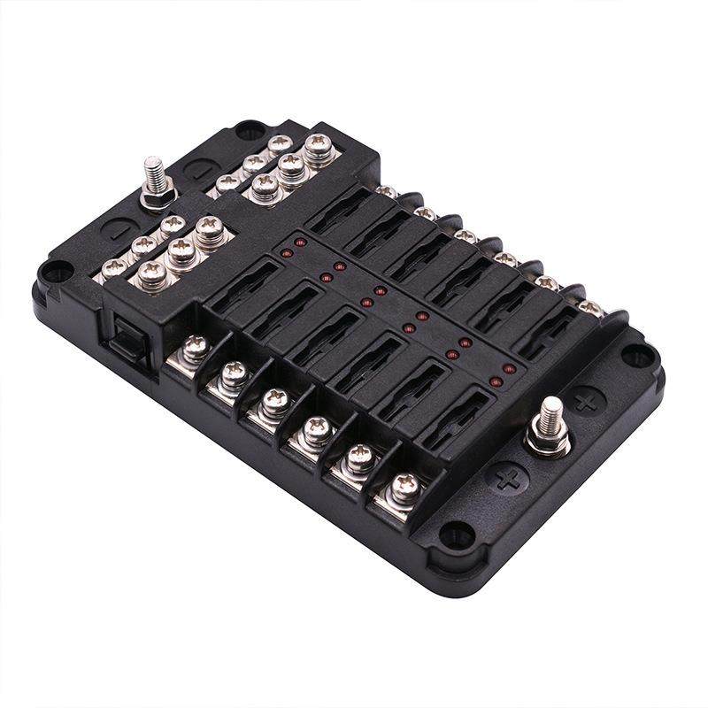 汽车带灯12路保险丝盒螺丝接线保险盒房车大巴船改装通用