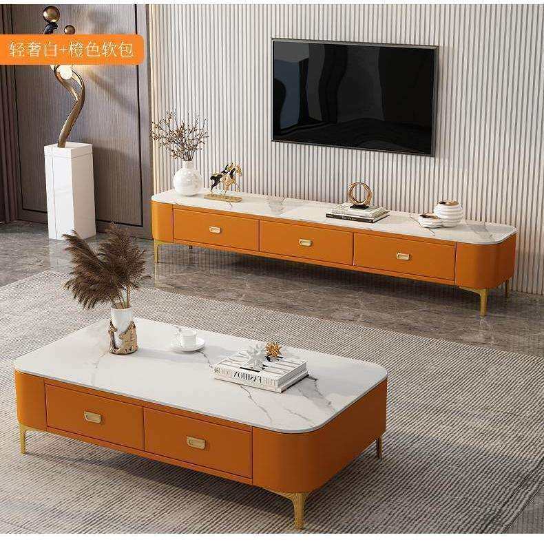 茶几家用客厅组合茶几电视柜免安装整装茶几带抽屉小户型软包茶几