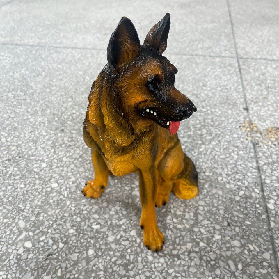 TEMU看门狗摆件落地仿真德牧雕塑客厅阿尔萨斯犬玄关招财狼狗模型