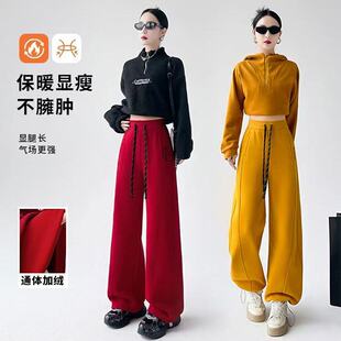 休闲弯刀阔腿裤 重工加厚绒刺绣美式 新年鸿运裤 布小满暖心2.0