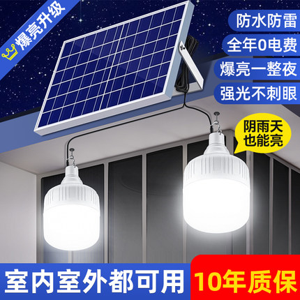 太阳能庭院灯户外灯家用路灯超亮照明防水充电一拖二分体感应灯泡