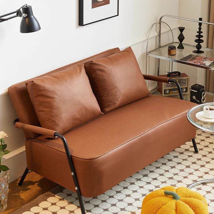 沙发小户型北欧简约现代双人铁艺简易日式出租房皮艺单人客厅沙发