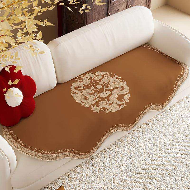 新中式沙发垫2024新款异形不规则防滑沙发盖巾四季通用防猫抓垫布