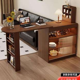 复古风伸缩吧台桌餐边柜一体家用客厅玄关隔断小户型靠墙沙发边柜