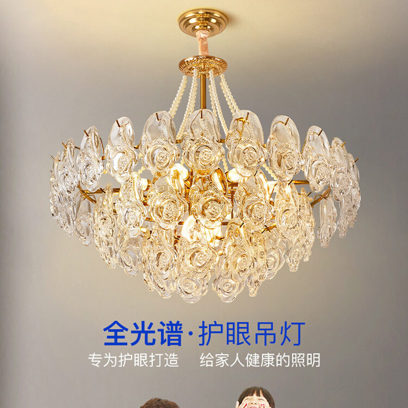 法式客厅吊灯轻奢餐厅卧室灯2024年新款现代简约网红创意玫瑰灯具
