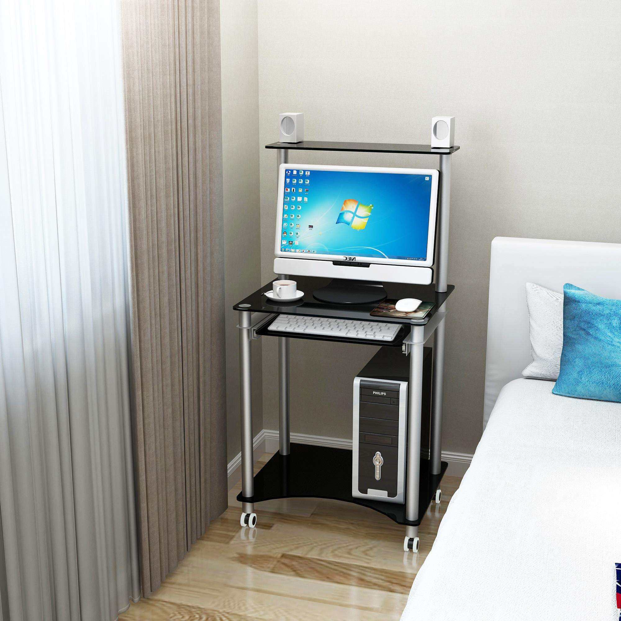 I1小型电脑桌家用小尺寸钢化玻璃可移动电脑桌台式桌简易学习桌书