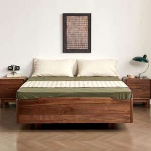 北美黑胡桃木箱体榻榻米床北欧全实木樱桃木悬浮床高箱储物气压床