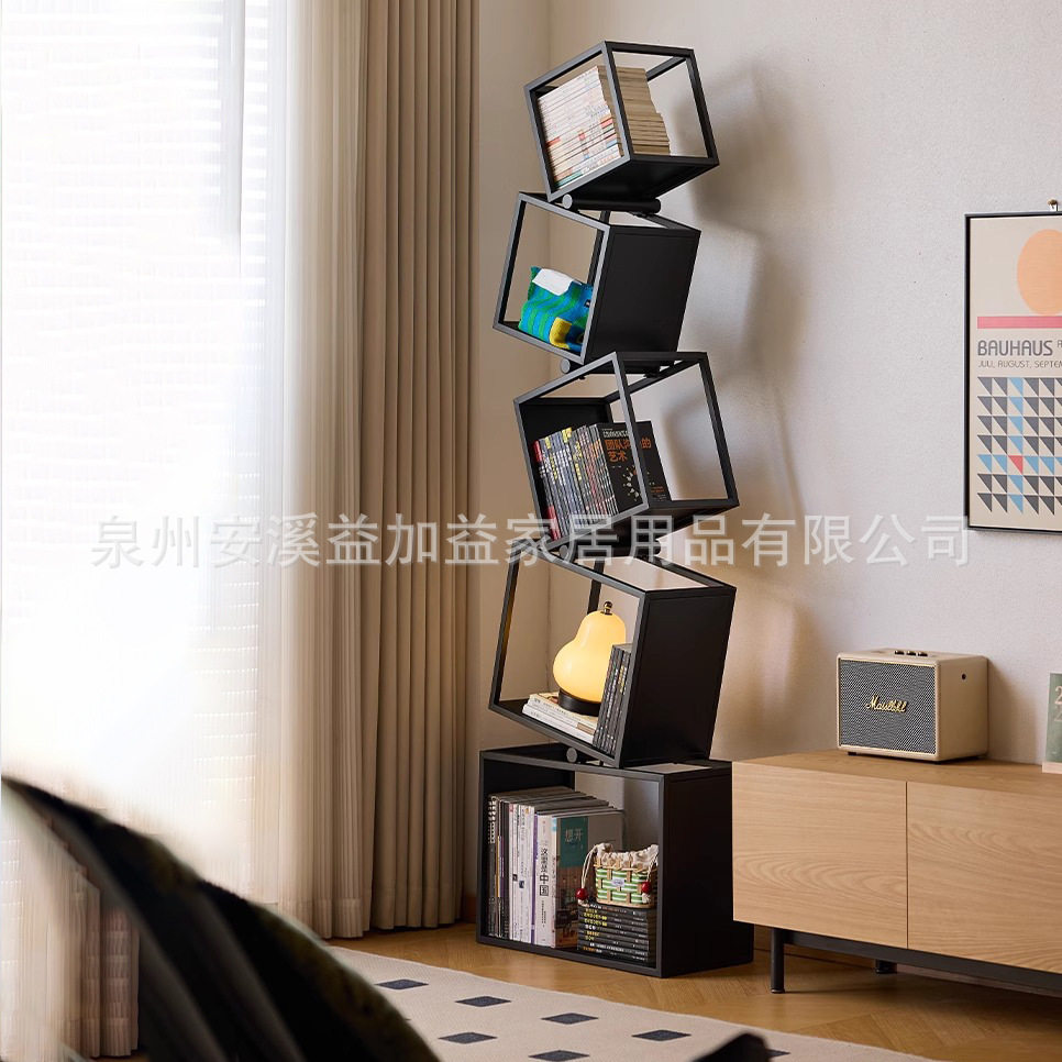 创意铁艺书架落地置物架家用客厅转角展示架卧室儿童书架