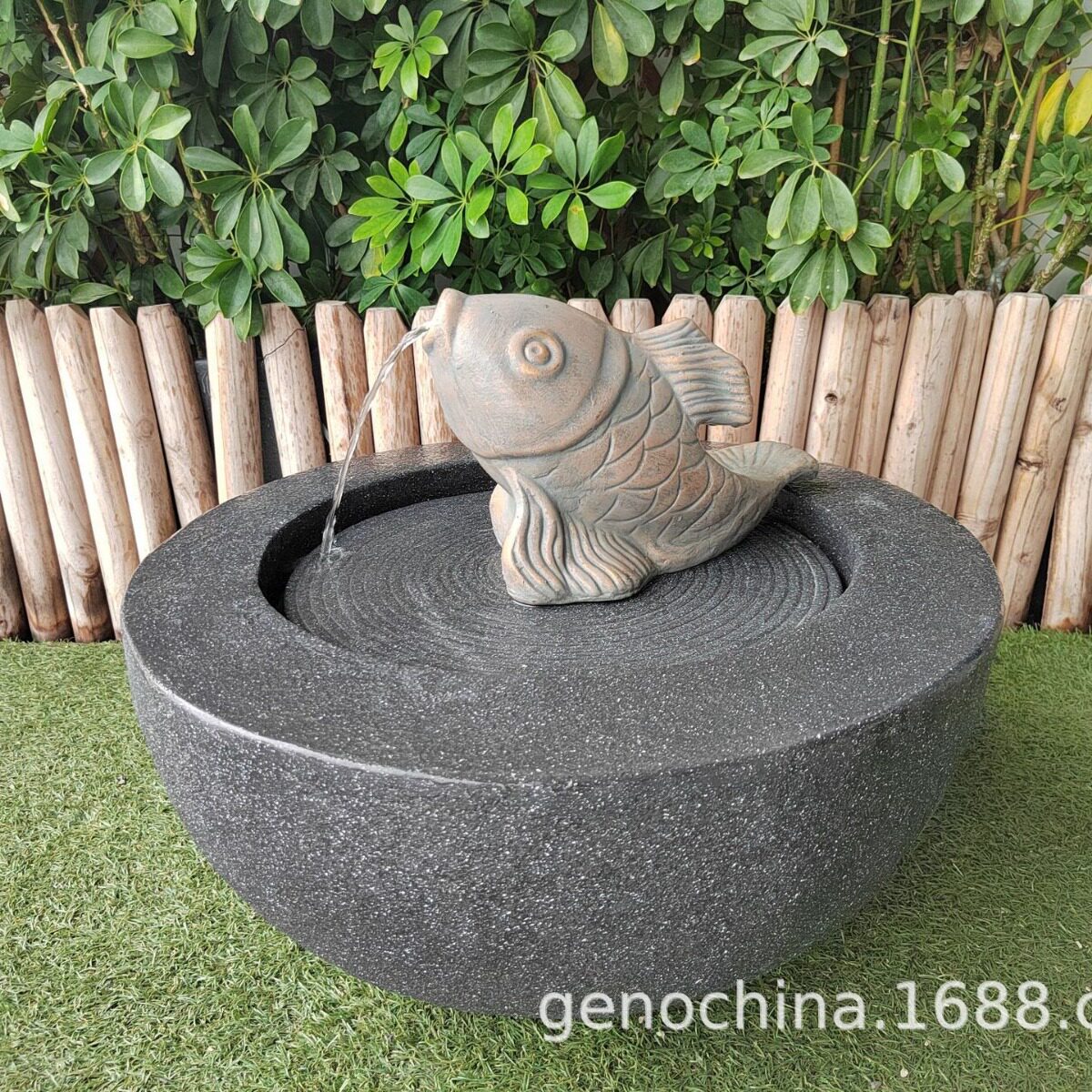 组合式现代感简约风动物鱼吐水喷泉庭院室内装饰风水摆件-3