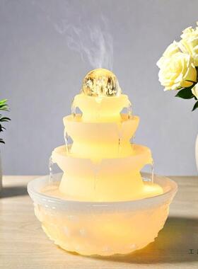 新中式流水摆件循环水景观装饰品客厅玄关开业风水轮家居装饰