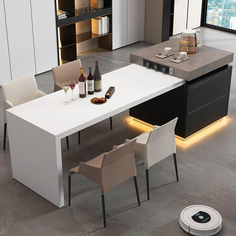 岛台餐桌一体家用可伸缩开放式厨房窄倒台一体桌小户型岩板中导台