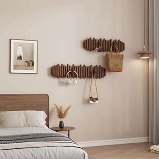 中古风实木挂衣钩墙上壁挂免打孔衣服挂钩装饰进门玄关卧室衣帽架