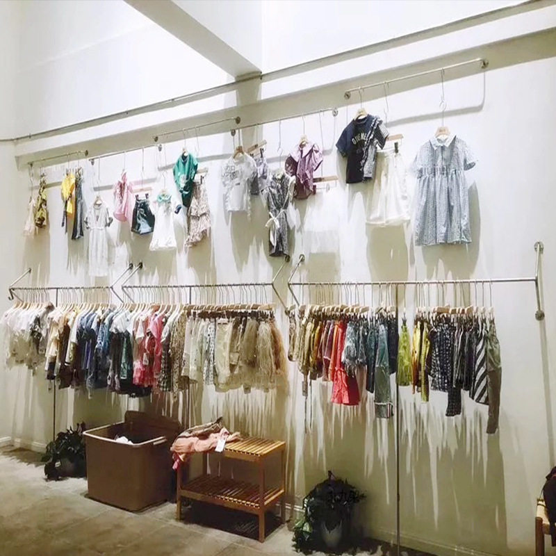 服装店悬挂展示架上墙壁挂式衣服架子男女装童装店正侧挂陈列货架