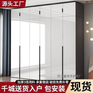 高光亮面衣柜出租房简约现代小户型衣柜家用卧室衣橱儿童储物柜子