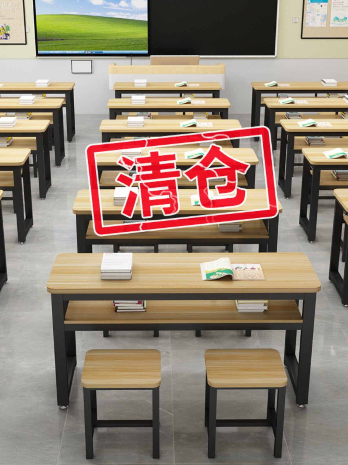 课桌椅培训班学校辅导班补习班圆角学习桌书桌椅中小学生培训桌