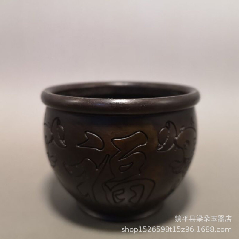 仿古紫铜缸铜缸铜炉摆件客厅家居摆设装饰品铜缸烟灰缸工艺品