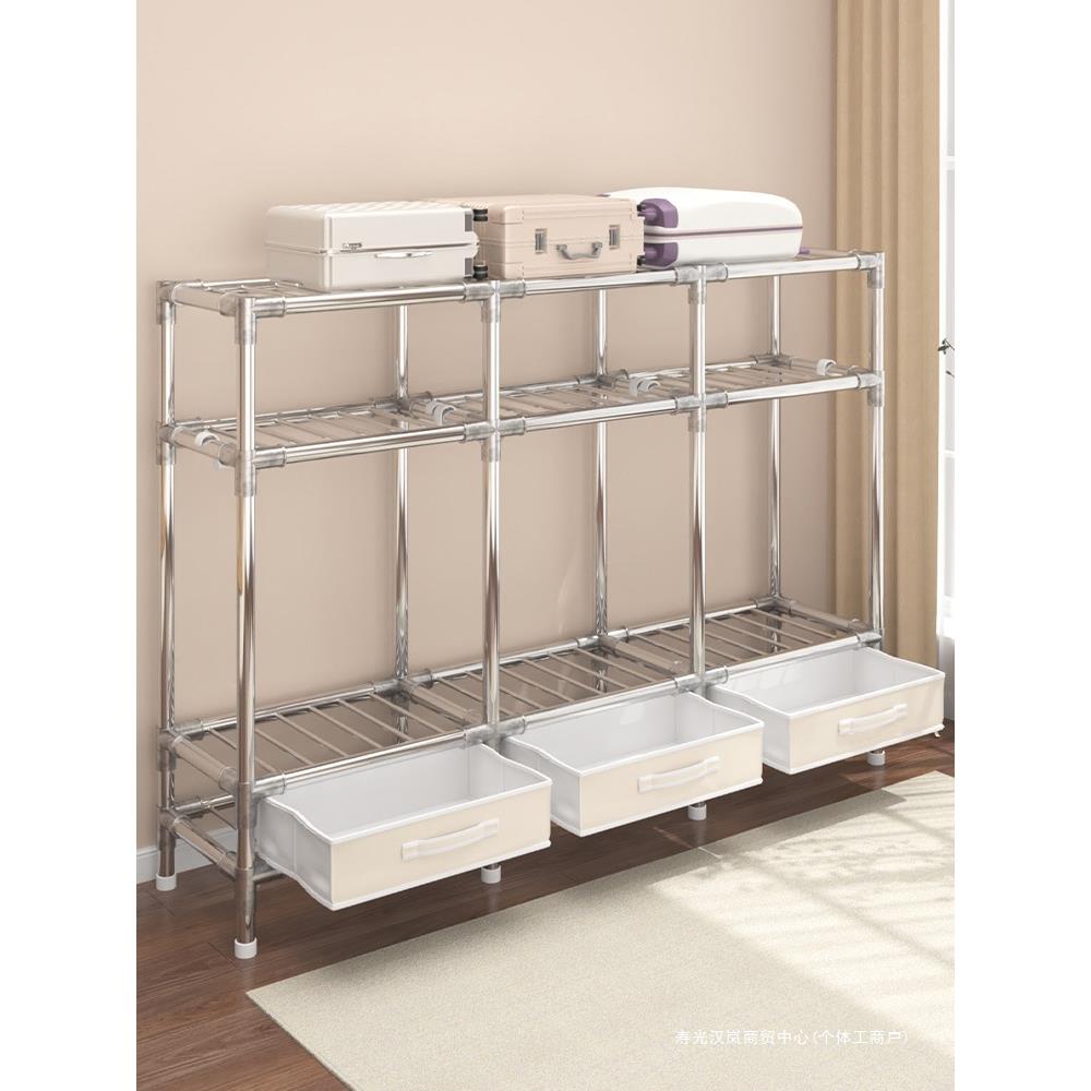 简易衣柜家用卧室结实耐用布衣柜加粗加厚全钢架组装带抽屉收纳柜