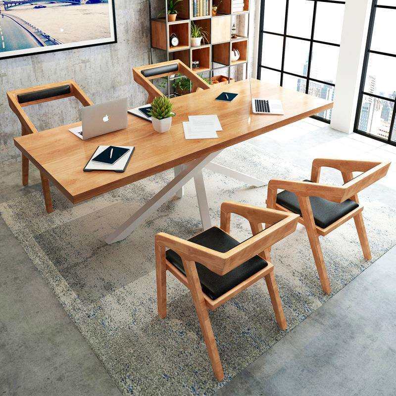 简约实木办公桌工作室铁艺会议桌家用书房书桌电脑桌直销